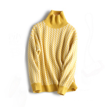 Custom plain winter women long sleeve pullover knitwear jumper oversized turtleneck sweater with rib knitted collar hem cuff